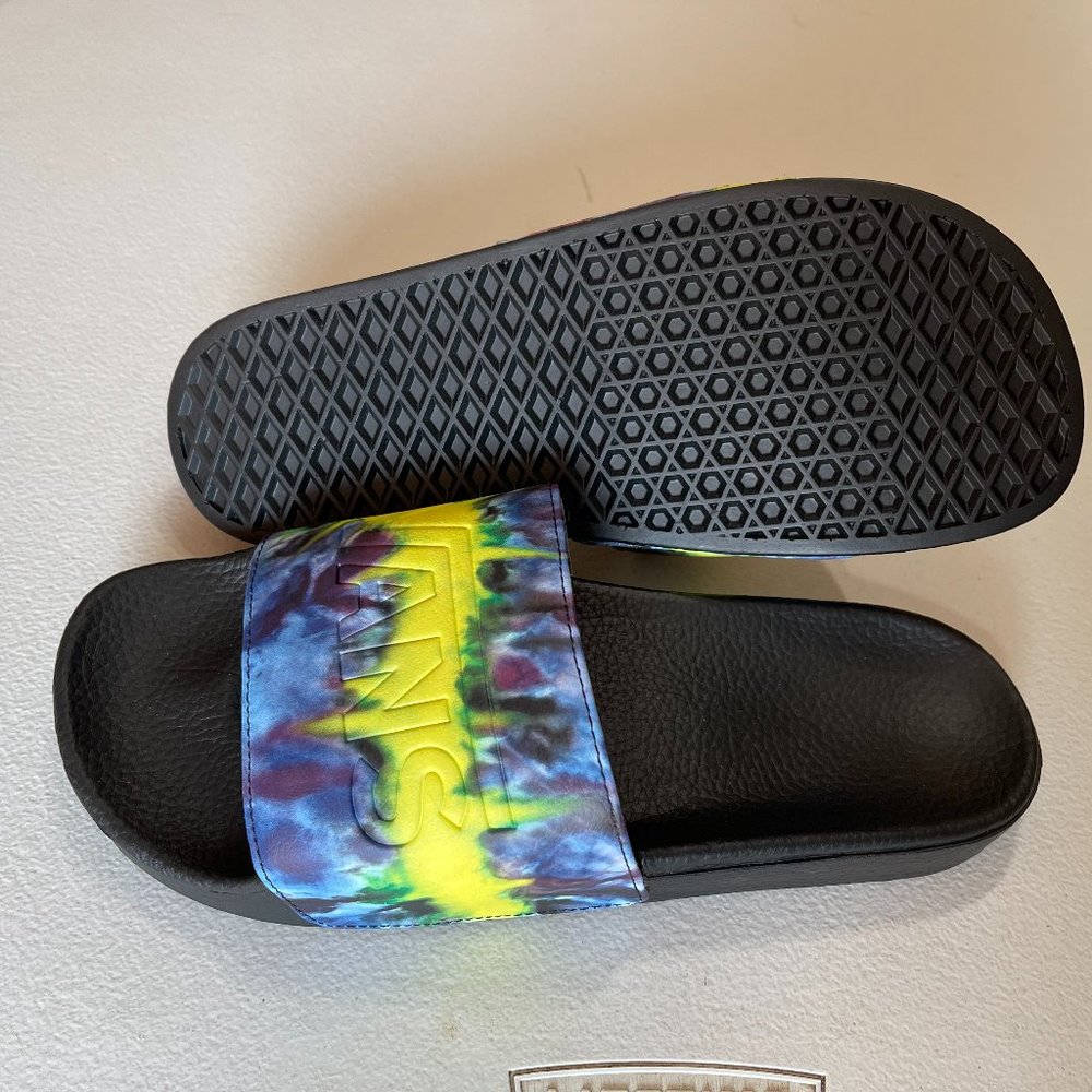 Vans Slides Tie Dye Mysterio Yellow Blue Purple Men's Size 12